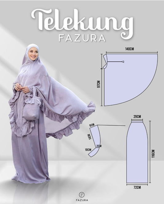 Telekung Ruffles Fazura Ivory Serene